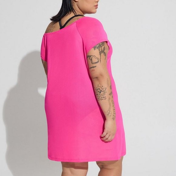 ❤️NWT VINTAGE TORRID SWIM COVER MESH OFF SHOULDER SHEER DRESS BEACH COVER-UP - Picture 2 of 10